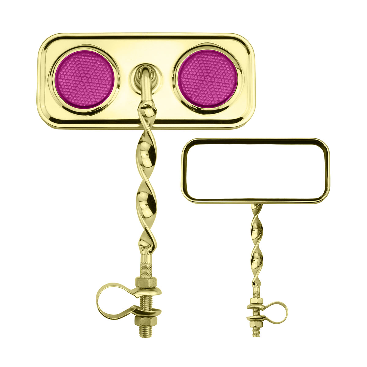 Rectangle Flat Twisted Mirror Gold Purple Reflectors.